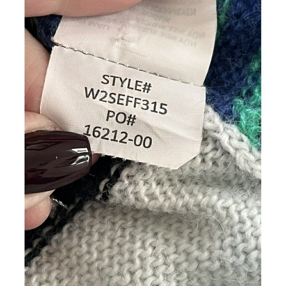 PrAna Woman's Sz XS Seffi Teal Blue Green Wool Blend Striped Pullover Sweater - Picture 7 of 8